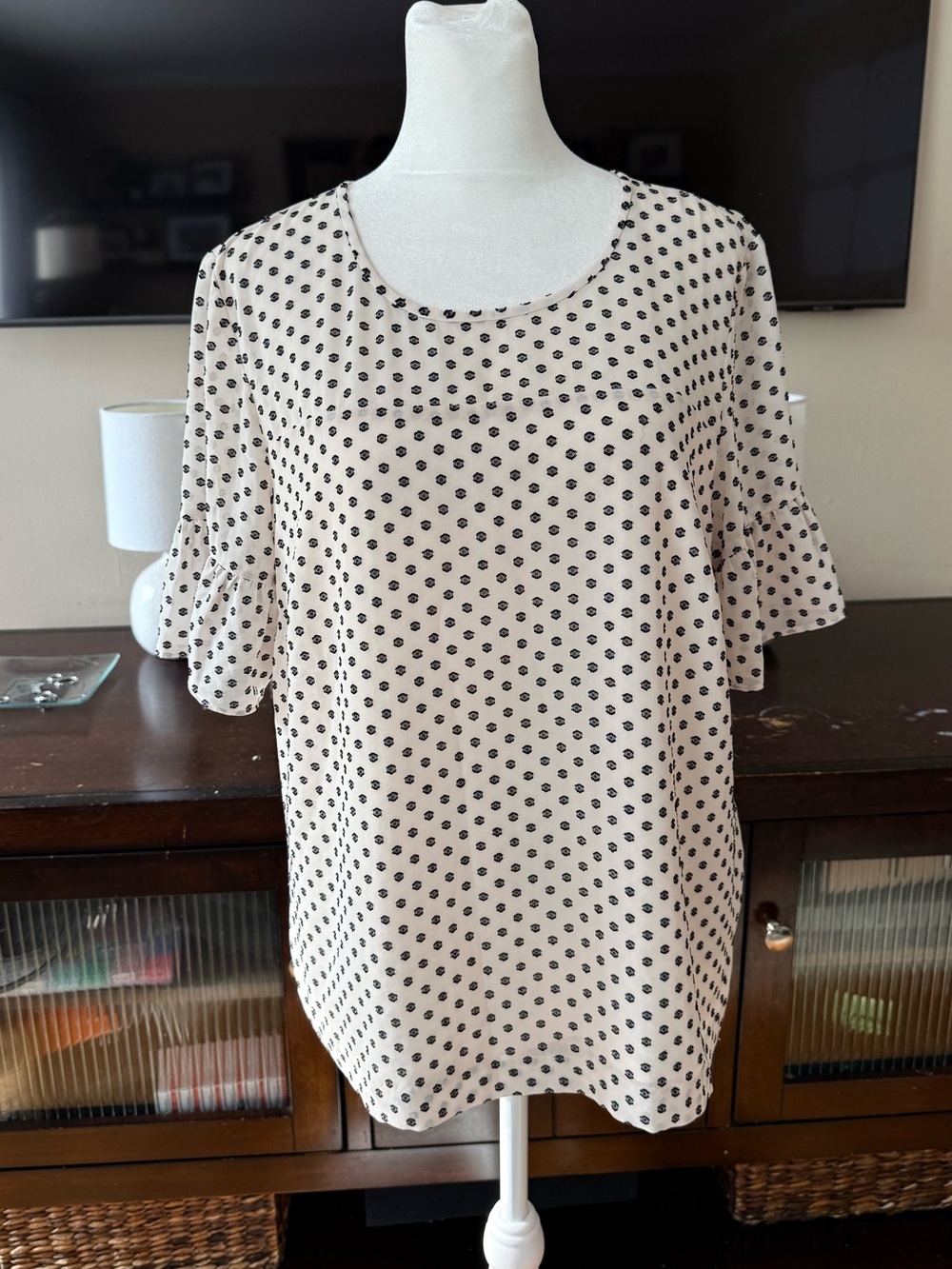 NWT J. Crew Cream Blouse with Black Polka Dots